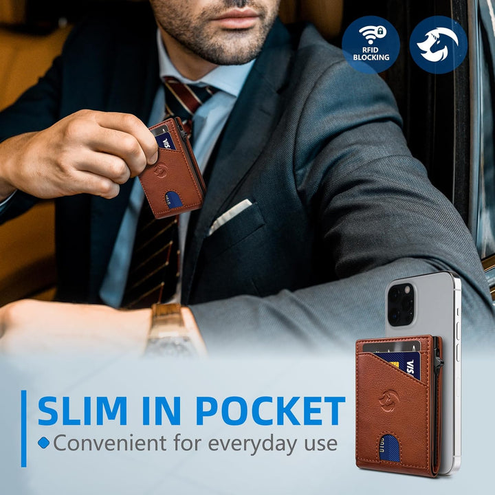Housmai Cartera para hombre, tarjetero desplegable delgado con bloq...