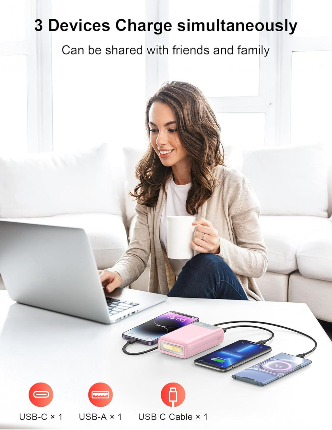 Cargador portátil, 27000 mAh 22.5 W, cargador de batería de carga r...