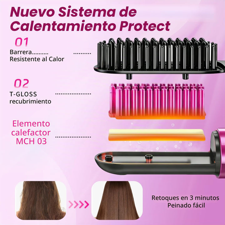 Go Brush Pro, cepillo alisador de pelo inalámbrico, 984.3 ft iónico...