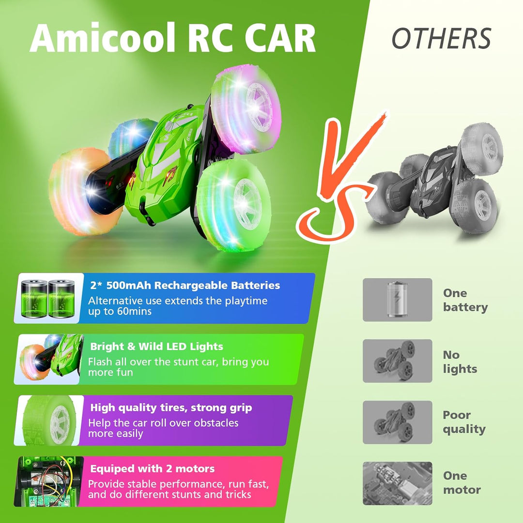 Amicool - Coche de control remoto para niños de 6 a 12 años con luz...