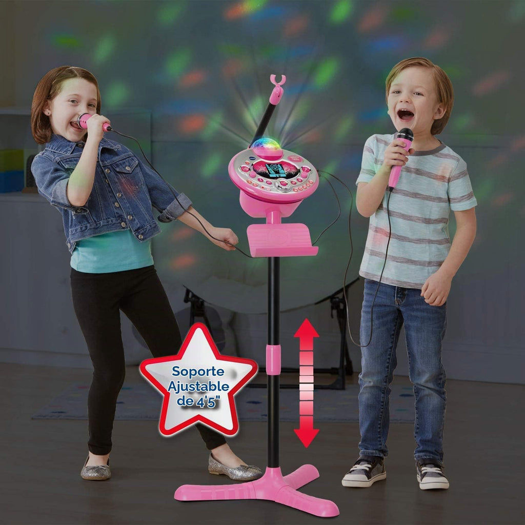 VTech Kidi Star - Máquina de karaoke de lujo, 2 micrófonos con adaptador de CA, color rosa