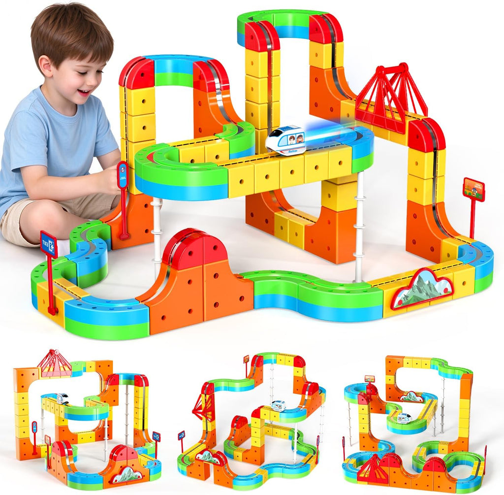 Juego de tren eléctrico de 131 piezas para niños de 4 a 8 años