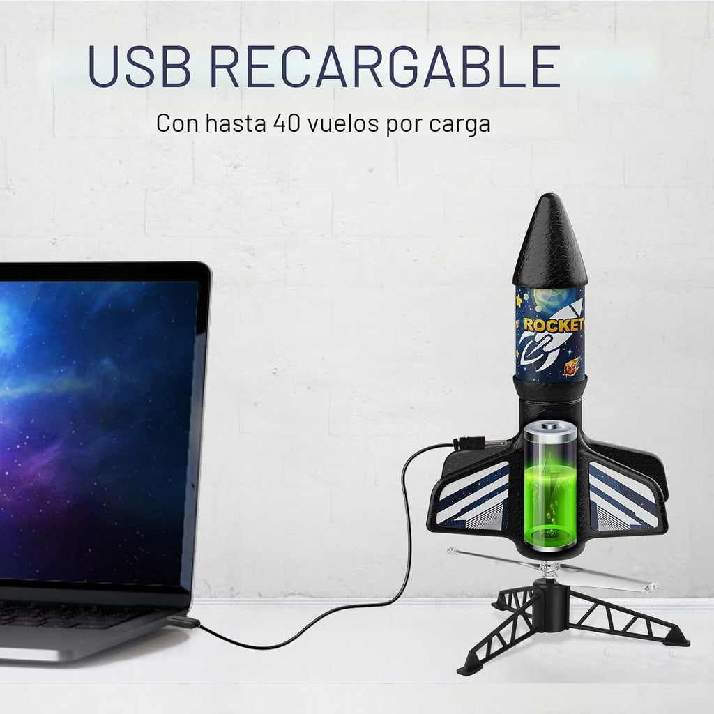 Lanzacohetes para niños, juguete de cohete de aire motorizado de