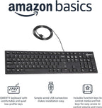 Amazon Basics Teclado QWERTY con cable tamaño completo negro