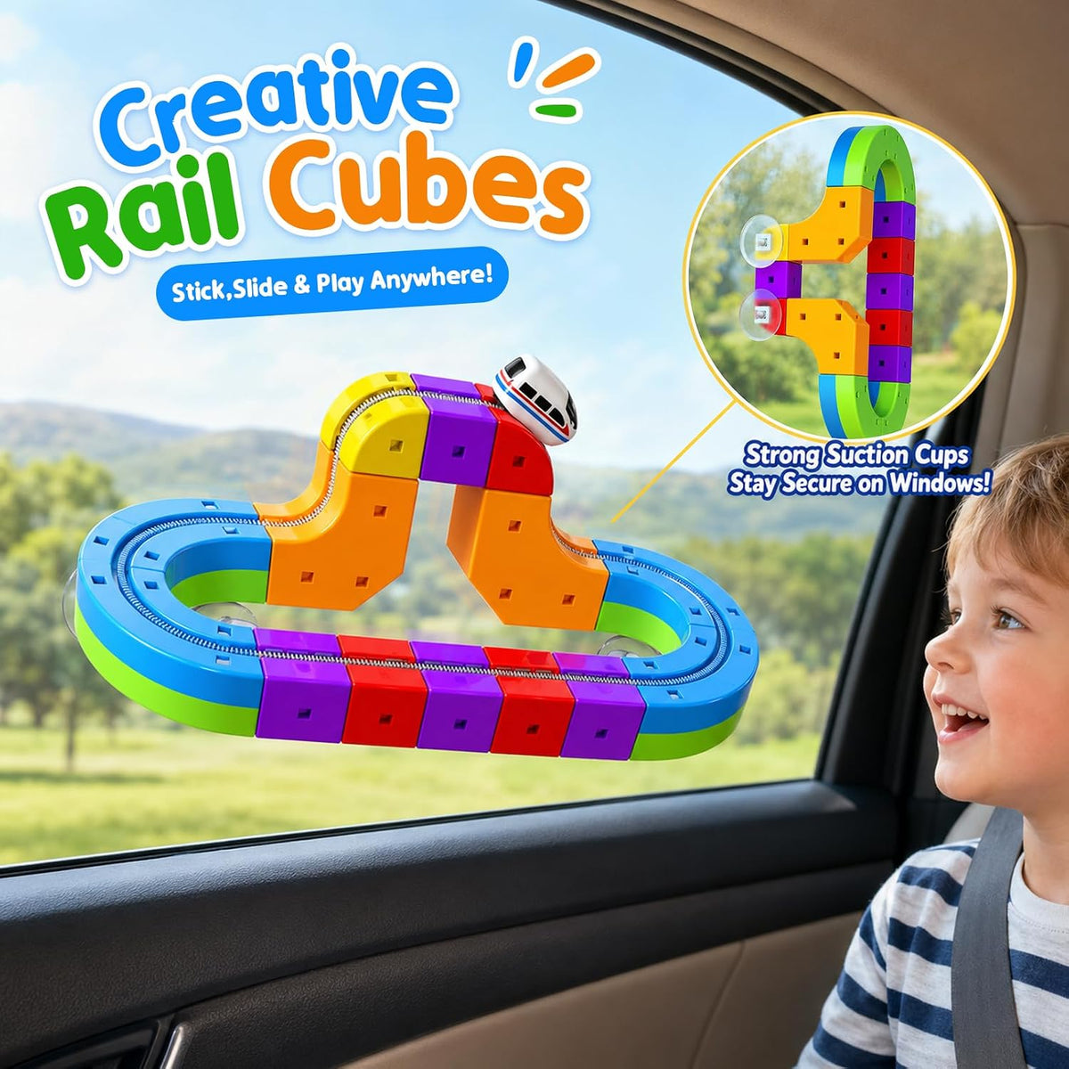 Juego de tren eléctrico para niños, 22 piezas de juguete de pista de carreras 3D, juguete de tren de viaje portátil con bolsa de viaje, juguete STEM para niños y niñas de 3, 4, 5, 6, 7, 8 años