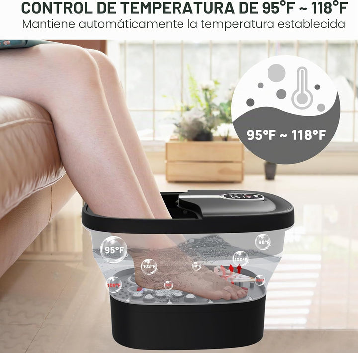 HOSPAN Masaje giratorio eléctrico plegable para pies, baño de pies...