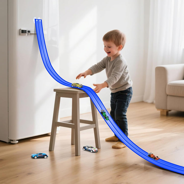 KETIEE Flex Tracks de 16 pies para niños: pista de rampa de carrera...