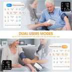 Máquina de presión arterial, monitor automático de presión arterial superior del brazo con lectura de 2 x 199, pantalla grande retroiluminada de 4.5 pulgadas, puño grande ajustable de 9 a 17 pulgadas, detector de arritmia e hipertensión en el hogar