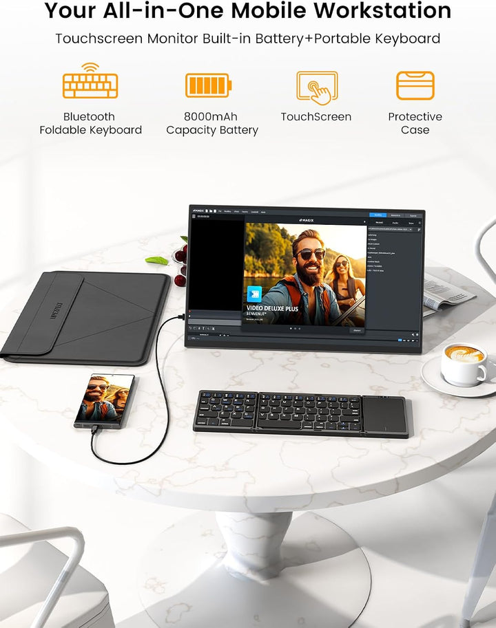 UPERFECT Monitor portátil con pantalla táctil de 15.6 pulgadas, mon...