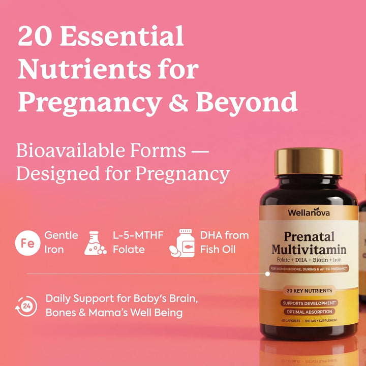 Wellanova Prenatals Multivitamínico para mujeres \u2013 con hierro...