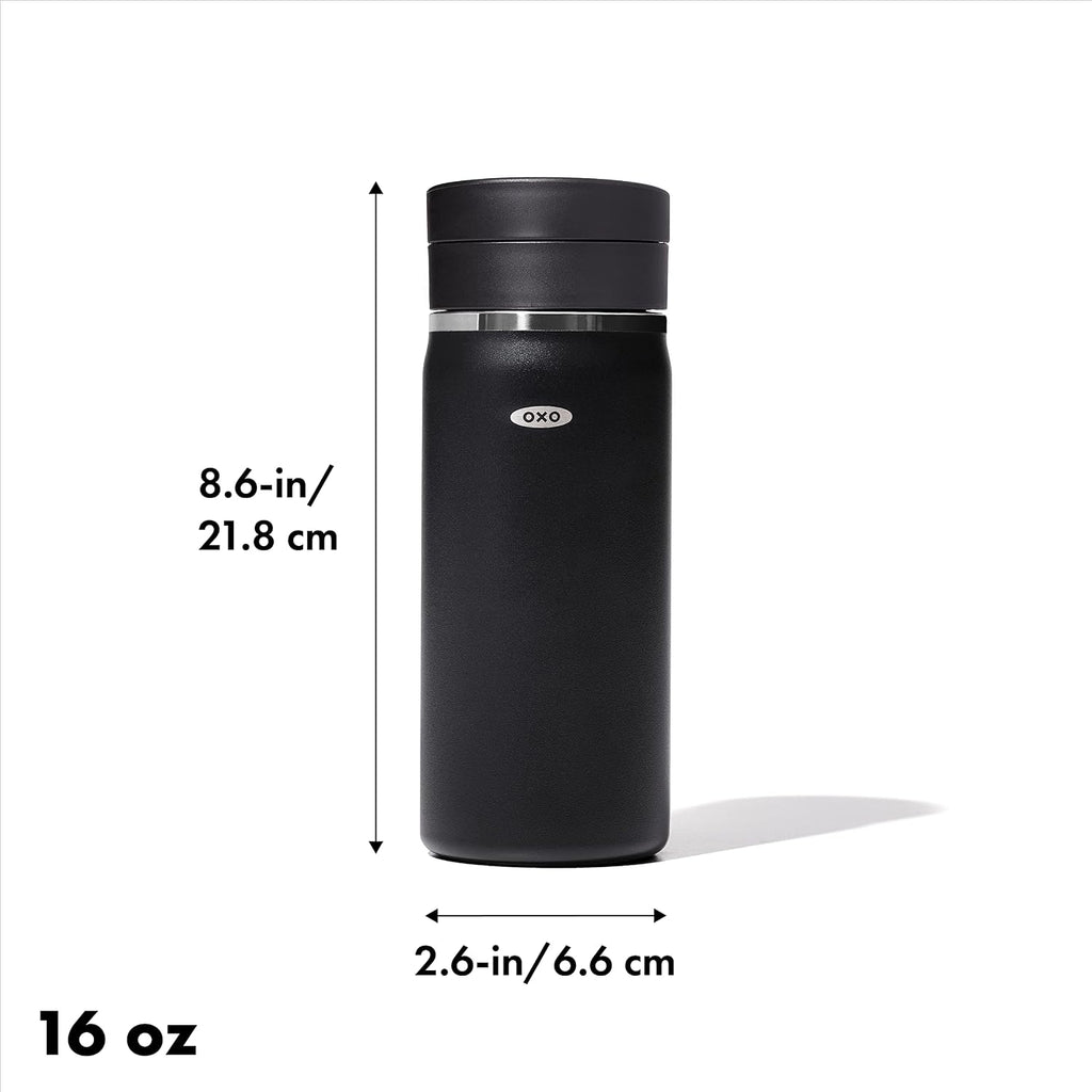 OXO Good Grips Taza de café de viaje de 16 oz con tapa SimplyClean™ a prueba de fugas - Onyx