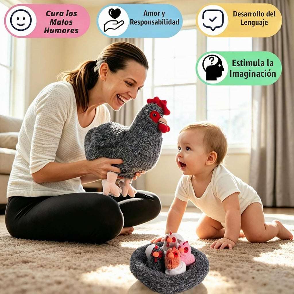 Juego de animales de peluche de pollo 9 en 1, juguete de peluche de pollo con barras, gallina ponedora con cremallera y pollitos de juguete, pollos, huevos y gallinero, juguetes para