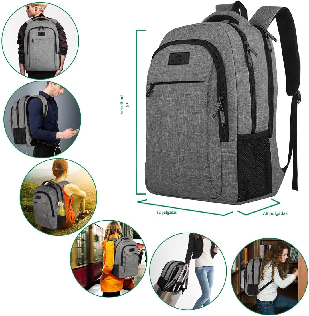 MATEIN - Mochila de viaje para laptop, mochila empresarial antirrob...