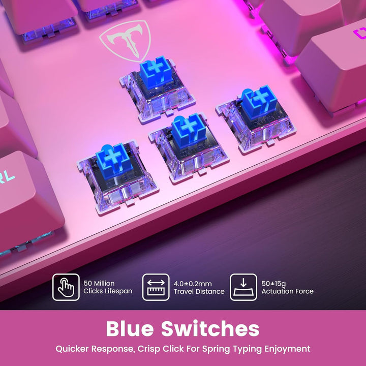 RisoPhy Teclado Mecánico para Juegos, RGB 104 Teclas Teclado Retroi...