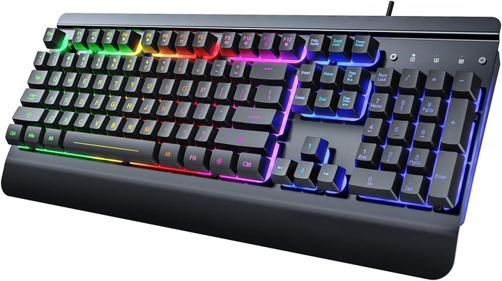 RisoPhy Teclado para juegos, panel de metal de 104 teclas, teclado...