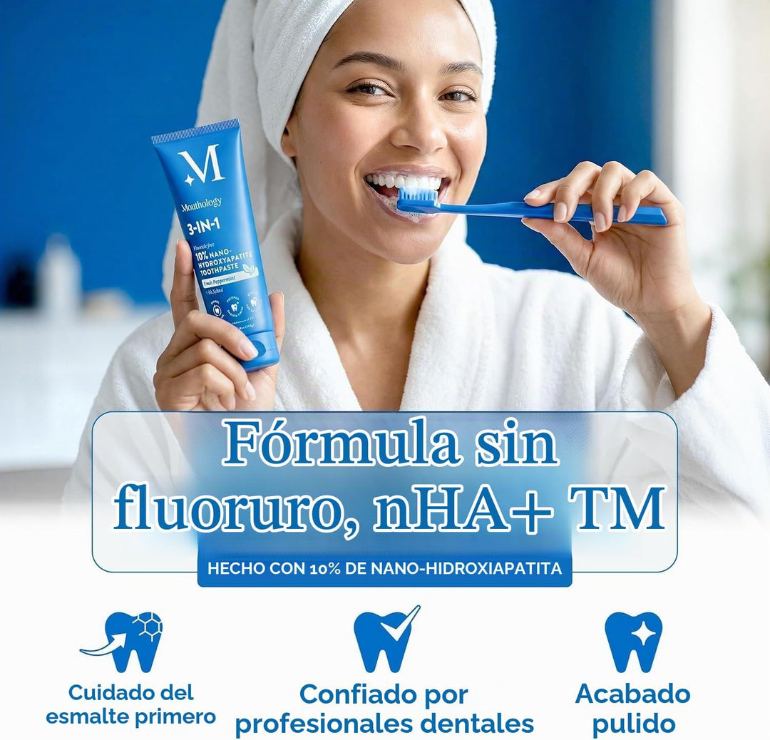 Mouthology Pasta de dientes 10% Nano Hidroxiapatita (paquete de 3,...