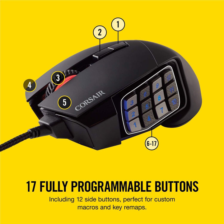 Corsair Scimitar Pro RGB Optical MMO Gaming Mouse (sensor óptico de...