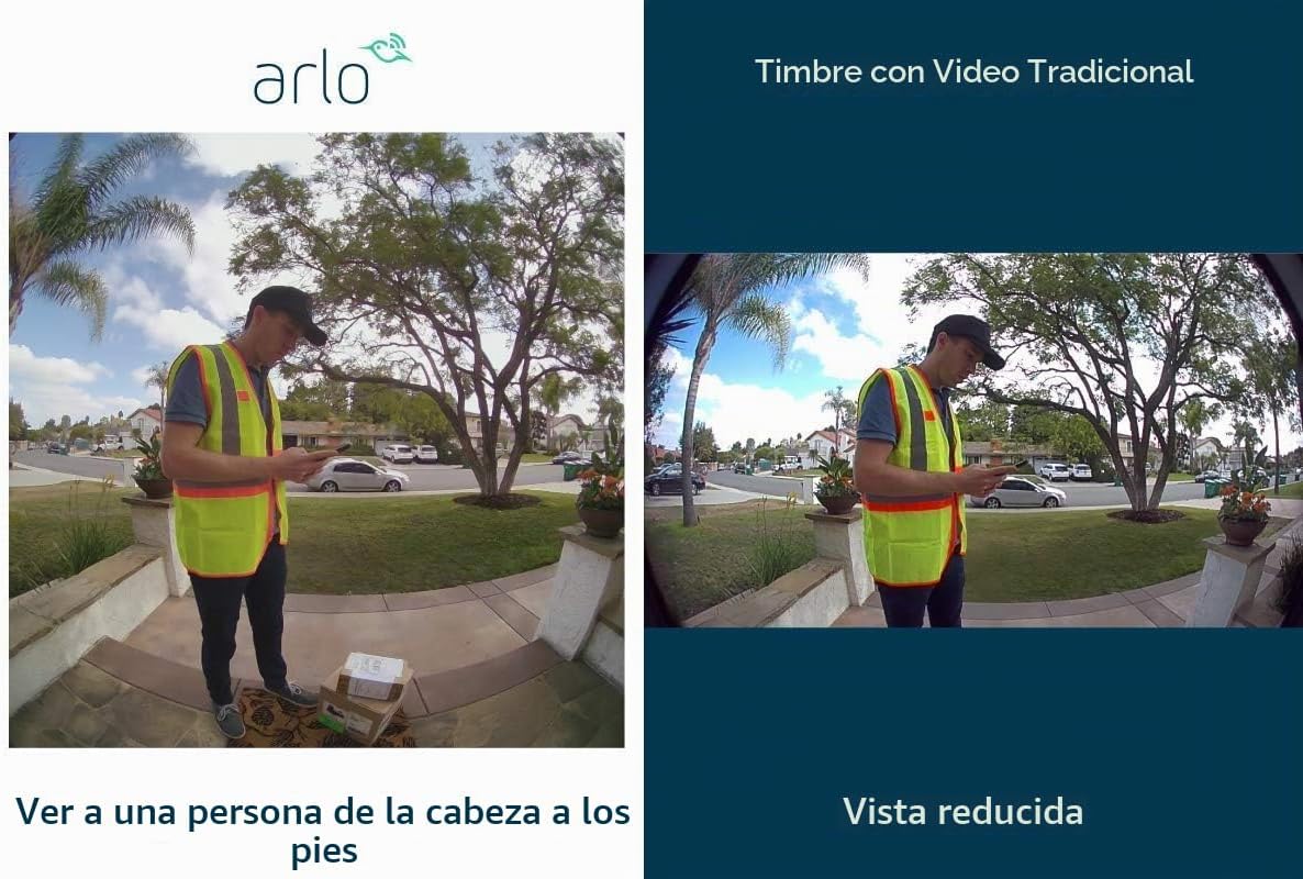 Arlo Video Timbre | Calidad de vídeo HD, audio de 2 vías, detección de paquetes | detección de movimiento y alertas | sirena incorporada | visión nocturna | fácil instalación (se requiere cableado existente para timbre de puerta) | AVD1001B (renovado)