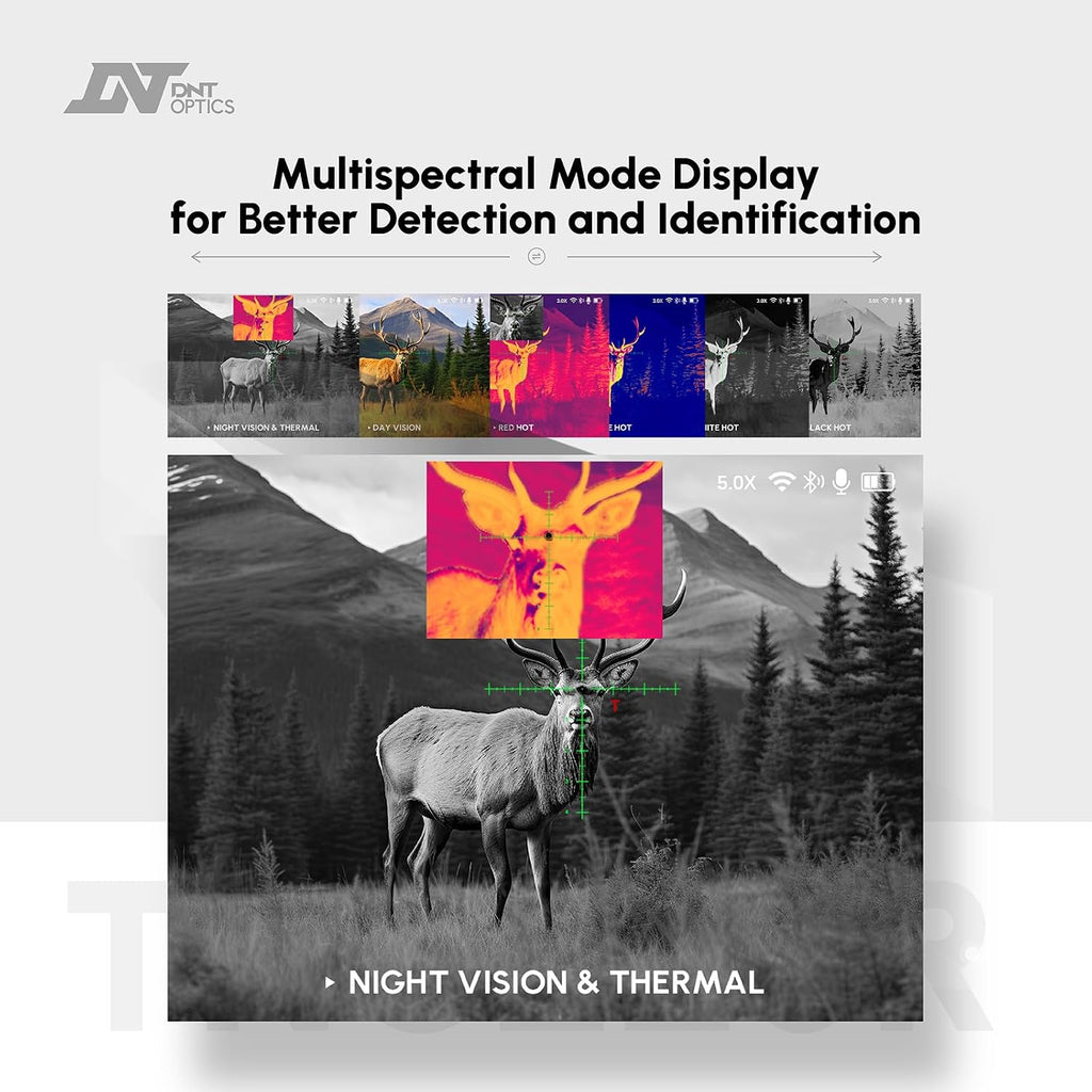 DNT Optics TNC335R ThermNight Alcance térmico y de visión nocturna multiespectral con telémetro láser y calculadora balística