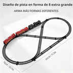 Juegos de tren eléctrico para niños, juguetes de tren de Navidad de aleación de metal, locomotora de vapor, vagones de pasajeros brillantes, pistas de lujo, luz y sonidos, regalos de cumpleaños recargables para niños y niñas, color rojo
