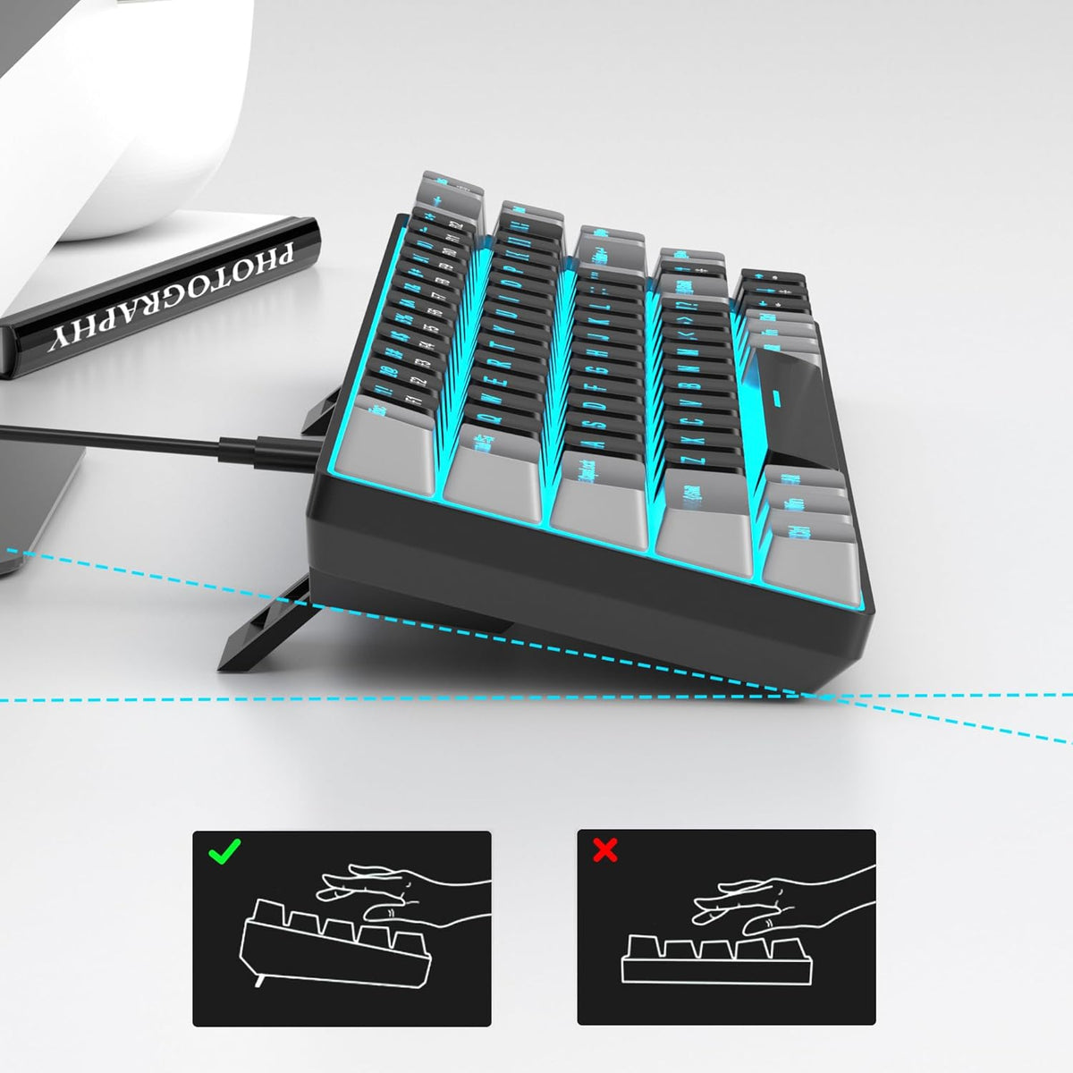 MageGee MK-Box - Teclado mecánico portátil 60% para juegos, retroil...