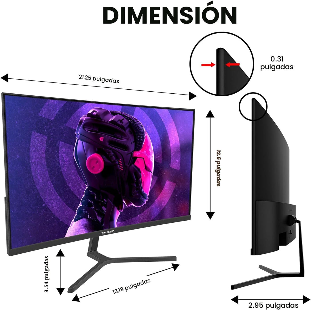 CRUA Monitor curvo para juegos FHD 240Hz de 24 pulgadas, 2800R, Fre...