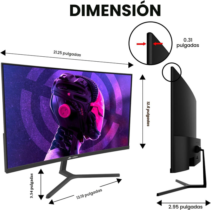 CRUA Monitor curvo para juegos FHD 240Hz de 24 pulgadas, 2800R, Fre...