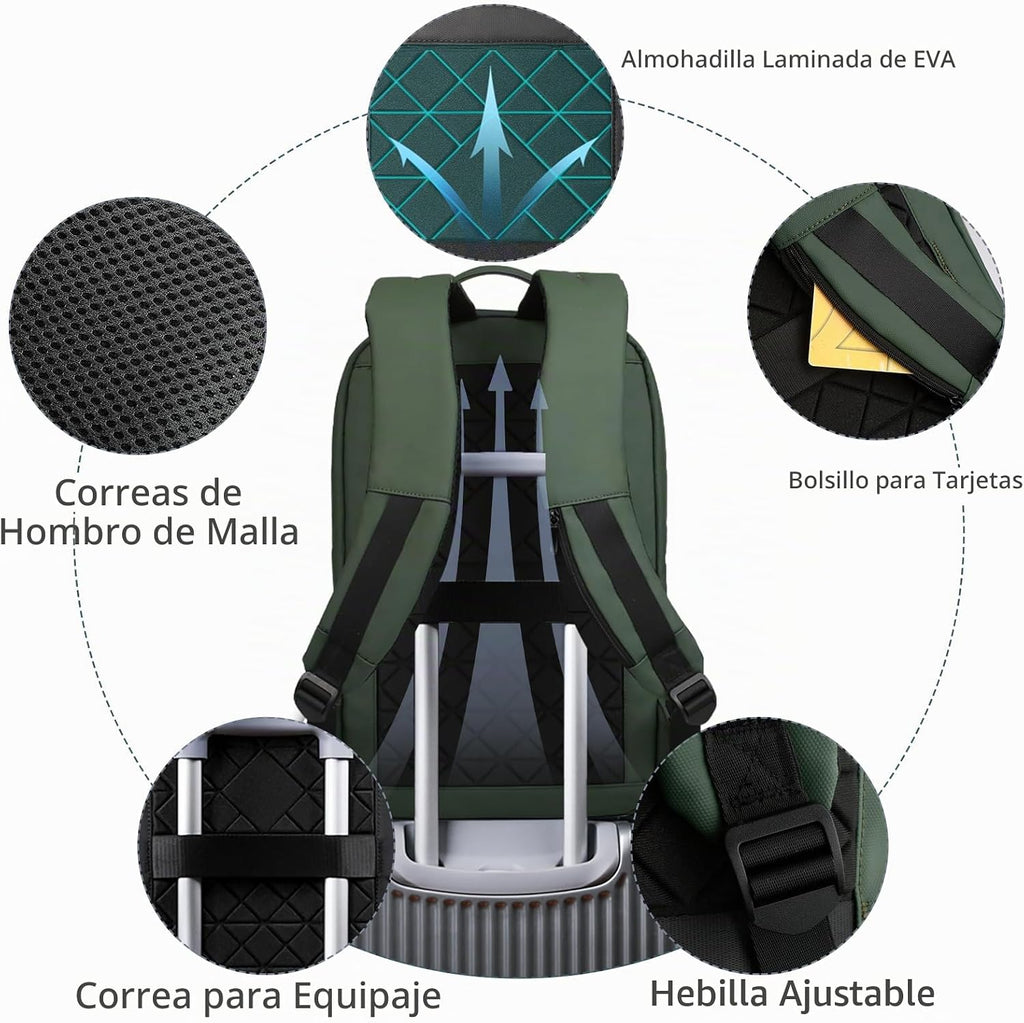 HK - Mochila para hombre, bolsa delgada para computadora portátil de 15,6