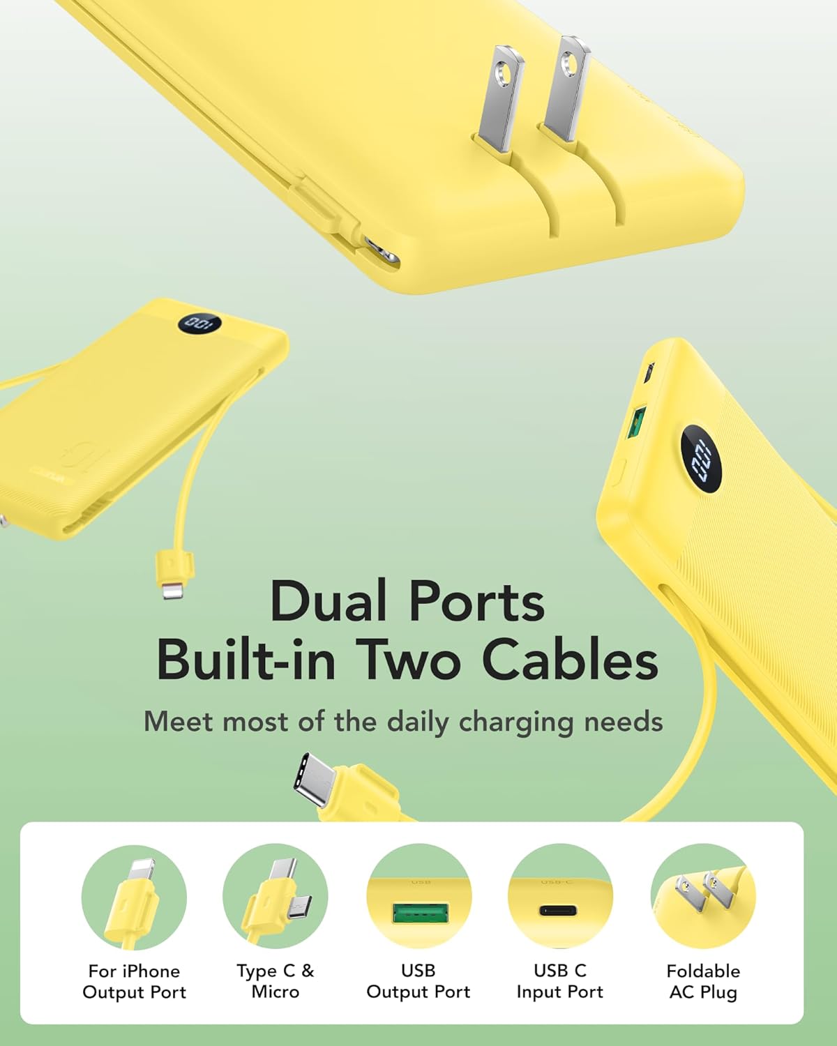 VRURC Cargador Portátil con Enchufe de Pared, 10000mAh Cargador Por...