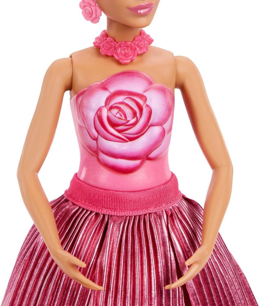 Barbie Muñeca perfumada Petal Pop con vestido de rosa y accesorios,...
