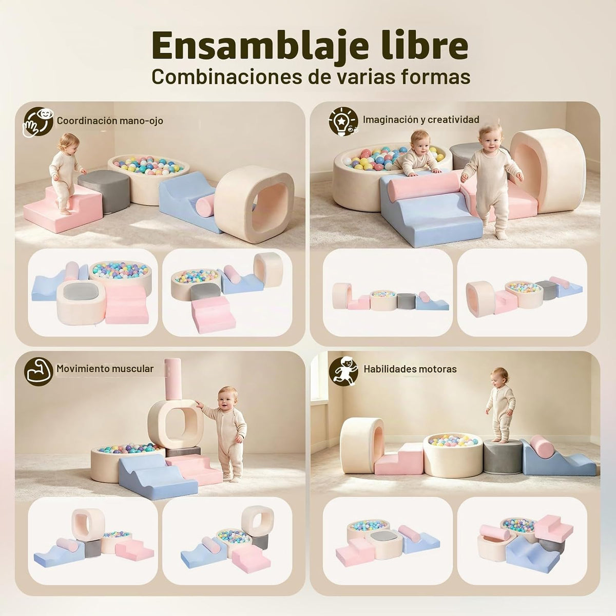 Bloques de escalada de espuma de 6 piezas, juguetes de escalada para niños de 1 año, juego suave