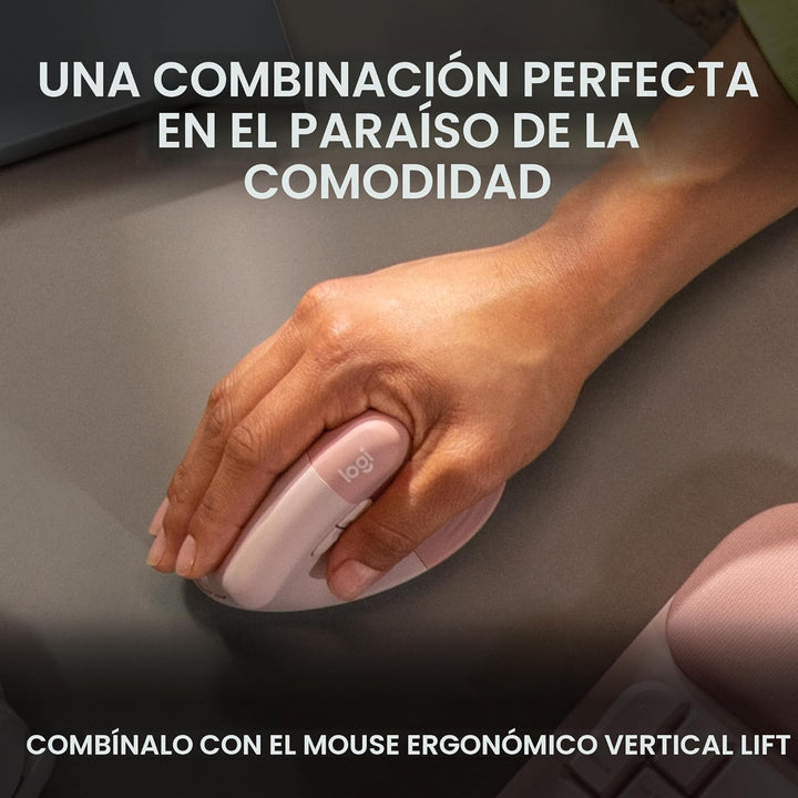 Logitech Wave Keys - Teclado inalámbrico ergonómico con reposamuñec...