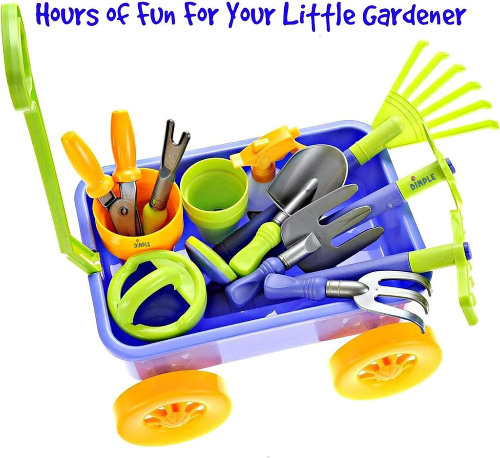 Dimple Garden Wagon & Tools Juego de juguetes, juego de jardinería para