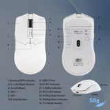 EPOMAKER Click Gaming Mouse inalámbrico 2.4Ghz\/BT\/Type-C, 800 a 4...