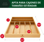ROYAL CRAFT WOOD Estante de Utensilios de Bambú de Lujo y Organizador de Cubiertos, Organizador de Cajón de Cocina - Soporte de Utensilios y Bandeja de Cubiertos con Divisores de Cajón Ranurados para