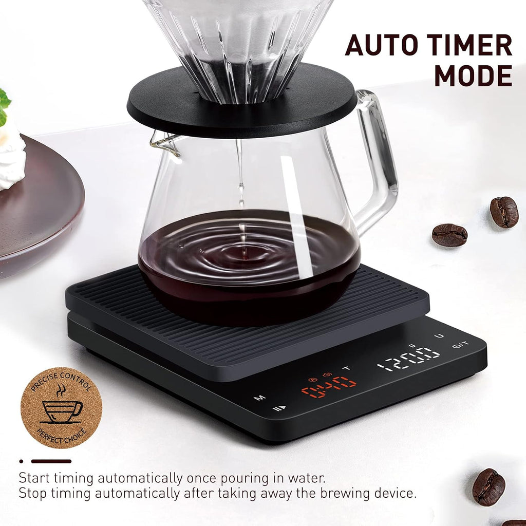 Báscula de café BAGAIL con temporizador, precisión de 0.004 oz/6.6 lbs