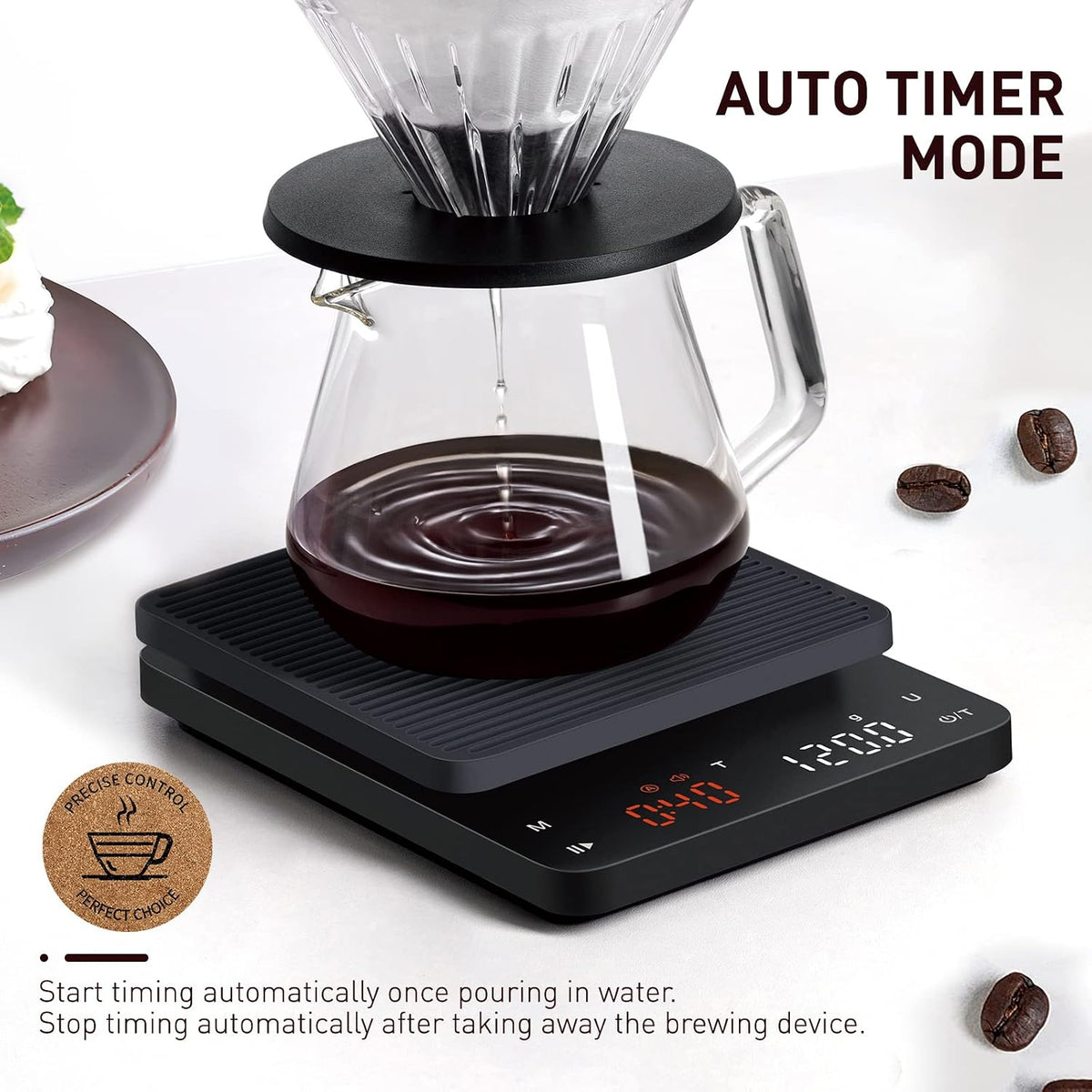 Báscula de café BAGAIL con temporizador, precisión de 0.004 oz/6.6 lbs
