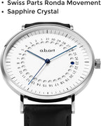 Reloj para Hombre a.b.art – Indicador de Fecha Saltante, Movimiento de Cuarzo Ronda, Cristal de Zafiro, Caja Ultrafina de Acero Inoxidable, Reloj de Pulsera Minimalista Estilo Bauhaus 41MM