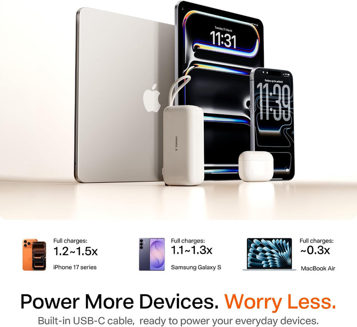 TORRAS EasyGO - Cargador portátil 3 en 1 con cable USB-C retráctil...