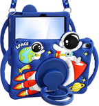 Boaretiu - Funda para iPad A16/10ª generación, diseño de astronauta de dibujos animados con correa y soporte giratorio y asa para niños, niñas, adolescentes, silicona 3D para iPad A16 de 11ª