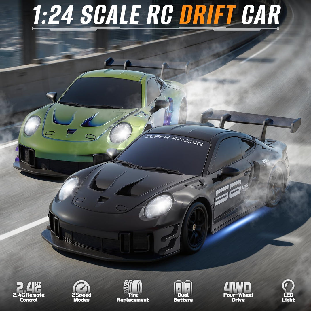 Aka Supaku Coche de deriva a control remoto, 1:24 4WD, vehículo con...