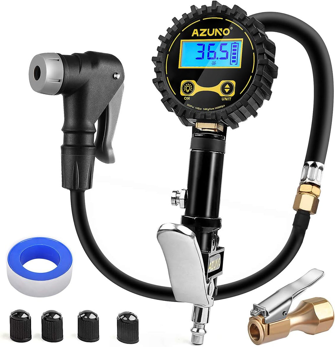 AZUNO Medidor digital de inflado de neumáticos de bicicleta con tip...
