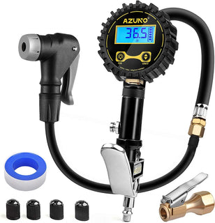 AZUNO Medidor digital de inflado de neumáticos de bicicleta con tip...