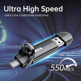 SSK Unidad USB C de 1 TB, Unidad Flash Dual con Velocidad de hasta...