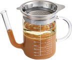 HIC Kitchen Colador de salsa separador de grasa para asar, vidrio de borosilicato, 32 onzas, para preparación y servir comidas navideñas sin estrés
