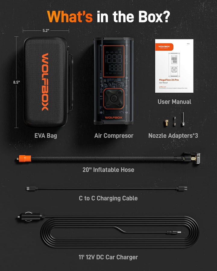 WOLFBOX Inflador de neumáticos de alta resistencia de 150 PSI, comp...