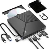 Unidad de CD/DVD externa Amicool 8 en 1 USB A\/C con puerto de lect...