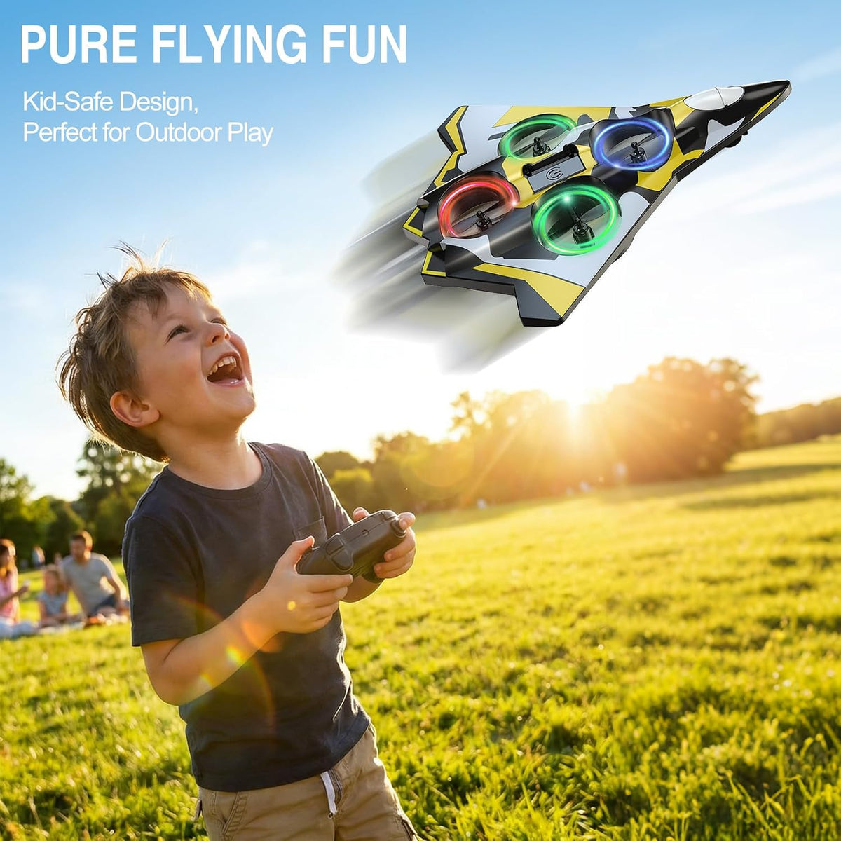 Avión de espuma Rc Planes con luces LED, avión de control remoto, avión de combate para niños y adultos de 8 a 16 años, 360 °F, rollo de acrobacias, drones para niños de 8 a 12 años, regalos