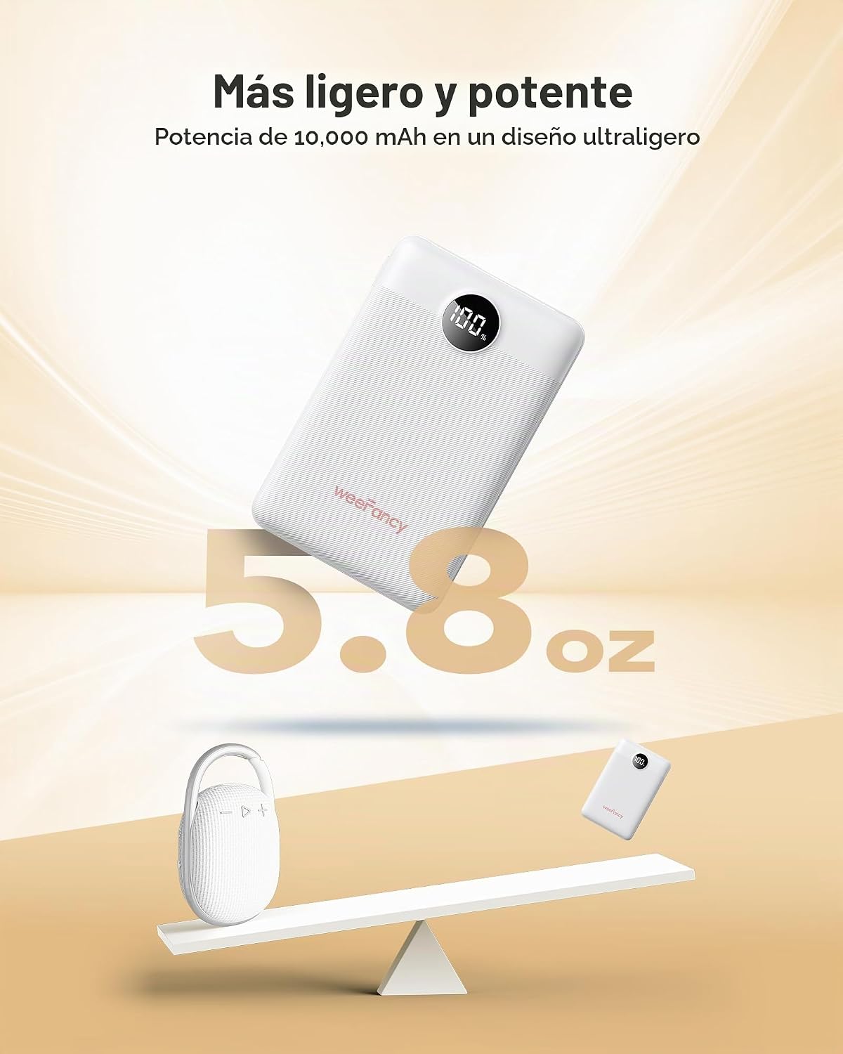 WeeFancy Cargador Portátil Pequeño de 10000mAh, Mini Banco de Energ...