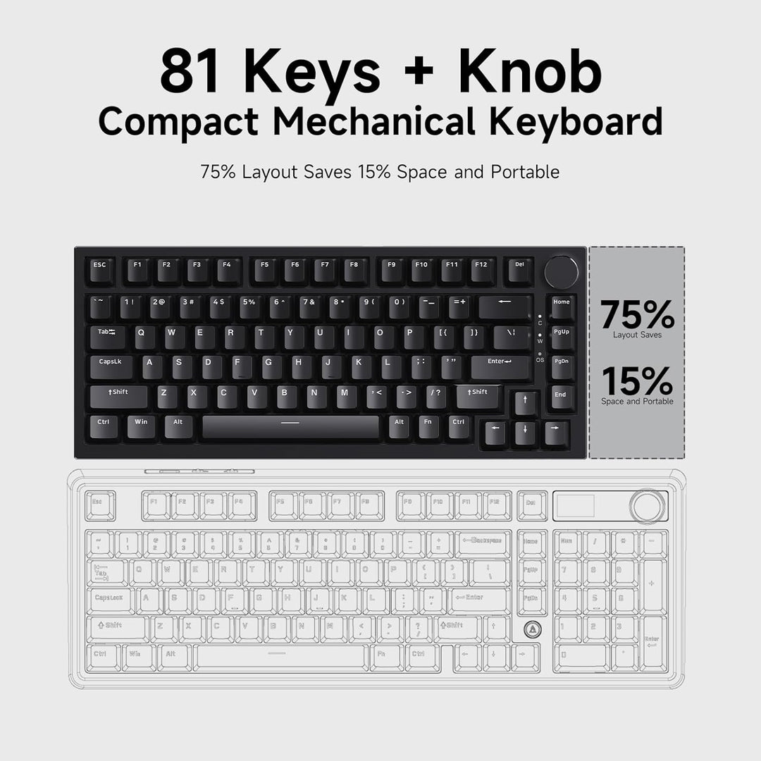 Ajazz AK820 - Teclado mecánico para juegos con cable, 75% con cable...